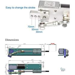 BEMONOC DIY Design DC 12V Linear Actuator Reciprocating Motor Stroke 50mm High Speed 350 RPM Adjustable+Switching Power Supply 110V-240V+PWM Speed Controller