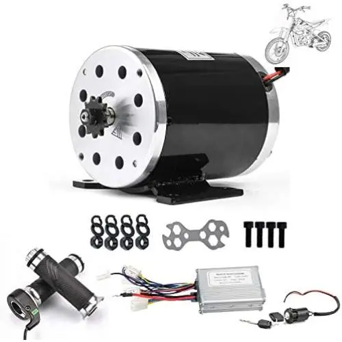 Kunray 48V 1000W Brushed DC Motor High Speed Electric Motor & DC Brush Controller & Gas Accelerator Throttle & Ignition Lock for Dirt Bike e-Bike ATV Go Kart Moped Mini Bikes Motorized Bicycle