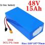 Grideto 48V Electric Bicycles Lithium Battery 48V 15AH 13S 5P E-Bike Battery with BMS Protection and Charger for 750W 500W 350W 250W 200W EBike Motor
