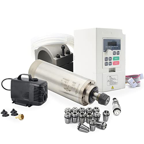 RATTMMOTOR CNC Spindle Motor Kit 110V 2.2KW Water Cooled Spindle Motor ER20 24000RPM 400HZ+2.2KW VFD 110V Single to 3 Phase Inverter+80W Water Pump+ER20 Collet+80mm Mount Clamp for CNC Router Machine RATTMMOTOR CNC Spindle Motor Kit 110V 2.2KW Water Cooled Spindle Motor ER20 24000RPM 400HZ+2.2KW VFD 110V Single to 3 Phase Inverter+80W Water Pump+ER20 Collet+80mm Mount Clamp for CNC Router Machine