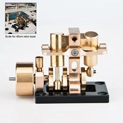 DjuiinoStar 2-Cylinder Mini Steam Engine for 40cm Miniature Retro Steamboat, 3000RPM at 0.4MPA, Double Cylinder Swing Engine, Fancy Engine Model for DIY (with No Boiler)