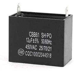 Premium CBB61 12uF Motor Capacitor - AC 450V 12uF 2 Terminals Air Conditioner Motor Capacitor Black CBB61