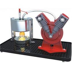 Sunnytech Mini Hot Live Steam Engine Hot Air Stirling Engine Electricity Generator Colorful LED V-Type-SC005
