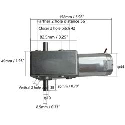 Fielect DC Worm Geared Motor 24V 30RPM High Torque Electric Gear Motor Turbine Worm Gear Box Reduction Motor, Double Shaft GW600