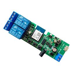 MHCOZY Updated WiFi Wireless Smart Switch Inching Self-locking Relay Module,Set Inching Time from 0.5 second to 1 Hour,be applied to access control,DIY WIFI Garage Door Opener (Smart life app 2CH)