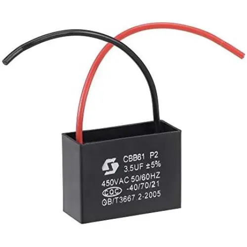 uxcell Ceiling Fan Capacitor CBB61 3.5uF 450V AC 2 Wires Metallized Polypropylene Film Capacitor 43x31x18mm for Electric Fan Pump Motor Generator