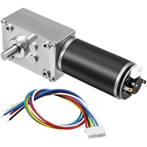 uxcell DC 24V 28RPM 50Kg.cm Self-Locking Worm Gear Motor with Encoder and Cable, High Torque Speed Reduction Motor uxcell DC 24V 28RPM 50Kg.cm Self-Locking Worm Gear Motor with Encoder and Cable, High Torque Speed Reduction Motor