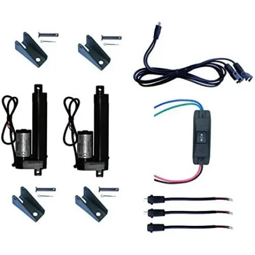 WindyNation (2pcs) 12 Volt, 225 lbs Linear Actuators + Up Down DPDT Switch + Mounting Brackets + Connectors (Momentary or Maintained Up Down Switch) (2