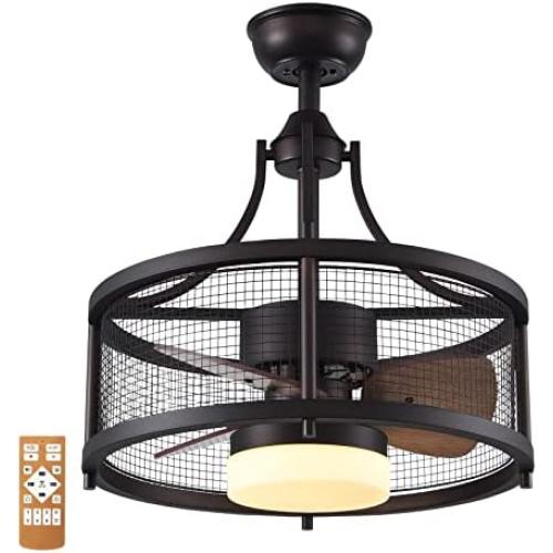 Ceiling Fan With Light Remote Control, Home Cage Ceiling Fan Light With Reversible 6-Speed Motor, Suitable For Bedroom, Living Room, Kitchen, Porch, etc. (With LED Light Source)