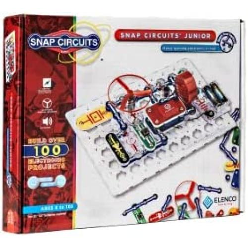 Elenco Snap Circuits Jr. SC-100 Electronics Exploration Kit, Over 100 Projects, Full Color Project Manual, 30 + Snap Circuits Parts, STEM Educational Toy for Kids 8 + , Black