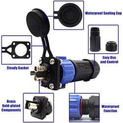 Trolling Motor Plug Receptacle Set,Trolling Motor Plug,12V 24V 36V 48V Waterproof Marine Boat DC Power Connector for Trolling Motor,Down Rigger,Fishing Reel,for Freshwater and Saltwater