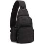 Protector Plus Tactical Sling Bag Military MOLLE Crossbody Pack Chest Shoulder Backpack with Water Bottle Holder Pouch EDC Diaper Motorcycle Bicycle Daypack (Patch Included),Black