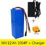 Jieoto 36V 12Ah 10S 4P E-Bike Lithium Battery Pack for 750W 500W 350W 250W 200W Motor for Electric Tricycles Electric Tools Power Wheelchairs Electric Scooters with Charger