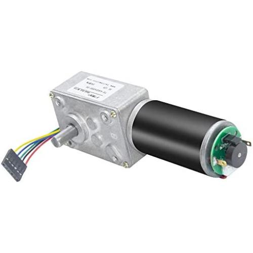 BEMONOC Small Self-Locking DC Turbo Worm Geared Motor 12V 27RPM with Encoder, High Torque Speed Reduction Motor for Intelligence Appliance