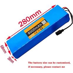 Wnicek 36V 8Ah E-Bike Battery 10S 3P 8000mAh Waterproof Li Battery Pack Electric Bicycle Rechargeable Battery with 2A Charger Fit for 300W-50W Ebike Motor