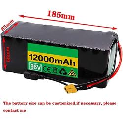 Jieoto 36V 12AH Ebike Battery Waterproof PVC Lithium Battery Pack with Charger and BMS Fit for 200W 300W 350W 500W Motor