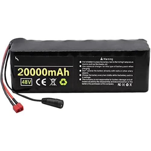 Wnicek 48V 20AH Ebike Battery Waterproof PVC Lithium-ion Battery Pack High Capacity Lithium Battery for 1000W 700W 500W 350W 250W Motor with BMS Protection and Charger