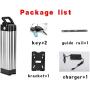 Jieoto Silver Fish Ebike Battery 36V/48V 15Ah/20Ah Electric Bike Lithium Li-ion Battery with Charger Electric Bicycle Battery for 250W 350W 500W 750W 1000W Motor