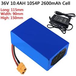 Wnicek 36V E-Bike Battery 10.4AH 12AH 10S4P Lithium-ion Ebike Battery Pack Customizable High-Ampere BMS Board Battery Fit for 100W 200W 250W 350W 500W Motor with 42V 2A Charger