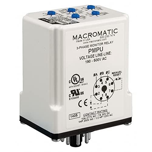 Macromatic PMPU 3 Phase Monitor Relay, Spdt, 500Vac, 8 Pin Macromatic PMPU 3 Phase Monitor Relay, Spdt, 500Vac, 8 Pin