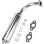 FVRITO Chrome Exhaust Muffler Pipe and gasket nut kit for 2 stroke 49cc 60cc 66cc 80cc Engines Gas Motorized Bicycle Motor Bikes Silver
