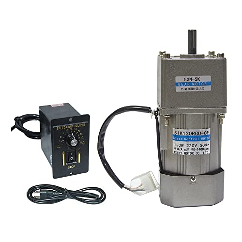 Bemonoc 110V AC Gear Reducer Motor High Speed 280 RPM 50/60HZ 120W Output Shaft 12mm & AC Speed Controller Kits for Dyeing Industrial