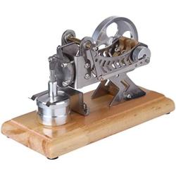 Teerwere Stirling Engine Motor Solid Wood Baseplate DIY All-Metal Vacuum Stirling Engine Stem Steam Model Set DIY Science (Color : Silver, Size : One Size)