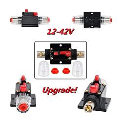 ANJOSHI 100 Amp Resettable Fuse Holder Circuit Breaker, with Manual Reset Waterproof Switch for RV Car Audio Marine Boat Motor Truck Inverter Home Solar System Replace Fuse 20A-150A/12V-42V DC (100A)