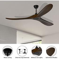 Obabala 60 Outdoor Ceiling Fan with Remote Control, 3 Balsa Wood Blades, Matte Black, Reversible DC Motor Quiet Energysaving, for Bedroom Patios Kitchen Farmhouse, Indoor/Outdoor Ceiling Fan