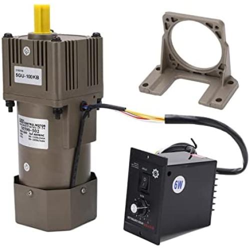 Electric Gear Motor, Walfront AC 220V 90W Single Phase Asynchronous Gear Motor High Torque Deceleration Adjustable Speed 5K/10K/20K/50K/100K RPM Optional(100k)