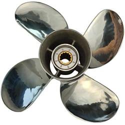 ARKDOZA 4 Blade Propeller 11 5/8x12 for Yamaha Outboard Stainless Steel Propeller 25-60HP RH 13 Tooth SS Prop