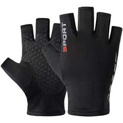 Men Women Half Finger Cycling Gloves Mittens Cool Thin Fingerless Driving Gloves Shockproof Non-Slip Stretchy Sun Protection Gloves for Motorcycle Running Hiking