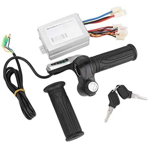 Akozon Brushed Speed Controller Kit Brush Speed Motor Controller 48V 800W with Lock Throttle Grip for Electric Bike Motor Scooter