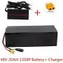 Wnicek 48V 20Ah Ebike Battery 48V 20000mAh Electric Bike Lithium-ion Battery Pack 48 Volt 13S 8P PVC E-Bike Battery for 500W/ 750W/ 1000W Motor with 50A BMS and Charger