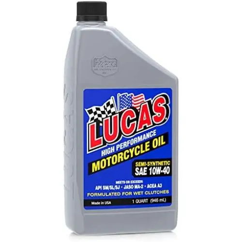 Lucas Oil LUC10710 10W-40 Semi-Synthetic Motorcycle Oil - 1 Quart Bottle