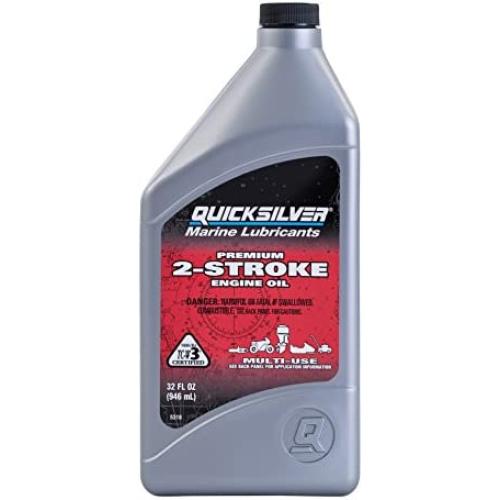 Quicksilver 858021Q01 Premium Two-Cycle TC-W3 Oil - Outboards, Personal Water Craft (PWC’s), Snowmobiles, Motorcycles and Chainsaws, 1-Quart, Gray