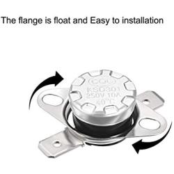 uxcell KSD301 Thermostat 40°C/104°F 10A Normally Open N.O Adjust Snap Disc Temperature Switch 2pcs