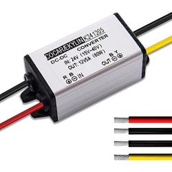 DC Converter 24V to 12V 5A 60W, Voltage Converter Step Up DC Power Adapter Converter Waterproof Heavy Duty Transformer for Car Truck Vehicle Boat Motor Solar System