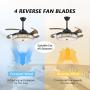 Crystal Ceiling Fan Lights Dimmable LED Fandelier, Siljoy 42 inch Modern Reverse Retractable Blades Fan Mute Motor Chandelier Ceiling Fans with Remote for Dining Room Bedroom, Black