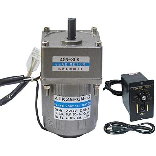 Bemonoc 25W 110V 50/60HZ Adjustable Variable AC Gear Reducer Motor 150RPM Shaft Diameter 10mm & AC Speed Controller Kits CW CCW For industry