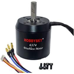 Hobbysky 6374 170KV 190KV Brushless Outrunner Belt Motor Sensored & Sensorless Motor with Closed Cover for DIY Electric Skateboard Electric Bike Surfboard (8mm /10mm Shaft)