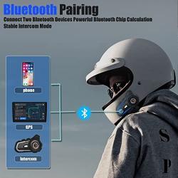 HeYun RX7 – Motorcycle Helmet Bluetooth,2400m 4 Riders Helmet Bluetooth Intercom with Noise Cancellation/FM Radio, Universal Communication Systems for Motorbike/ATV/Dirt Bike (Blue, 1pack)