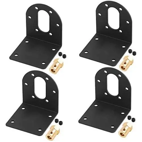 Keadic 4 Sets 37mm DC Geared Motor Mounting Bracket Holder with 6mm Hex Coupling and Set Screws