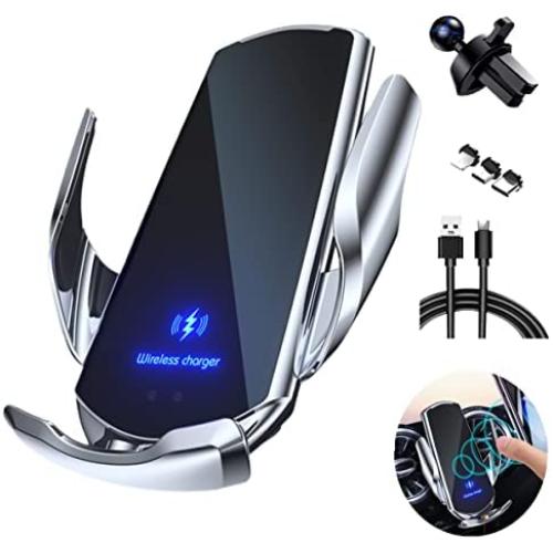 KERNKLENPP Car Wireless Charger Phone Holder,Intelligent Sensing,Fully Automatic 15w Fast Charging,Car Mount Air Vent Mount for iPhone13/ 12/11/X /8/8series,Samsung S Series/Note Series, silver KERNKLENPP Car Wireless Charger Phone Holder,Intelligent Sensing,Fully Automatic 15w Fast Charging,Car Mount Air Vent Mount for iPhone13/ 12/11/X /8/8series,Samsung S Series/Note Series, silver