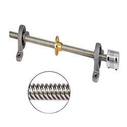 LC LICTOP 8mm Diameter Rod 3D Printer 200mm T8 Lead Screw Nut Set(Lead Screw+Copper Nut +Pillow Bearing Block+Coupler)