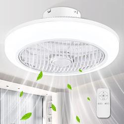 XPEHK Ceiling Fan with Lights Remote Control,18 inch Enclosed Ceiling Fan,Dimming 3 Colors 3 Speeds Memory Function,72W LED Low Profile Ceiling Fan for Home Bedroom Living