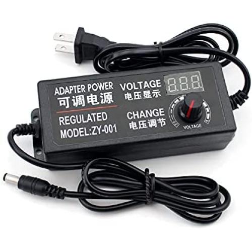 100-240V to 3-12V 5A Universal Adjustable AC/DC Switching Power Adapter,Yetaida 50-60hz Power Supply Adapter Converter with LED Voltage Display US Plug (3V-12V 5A)