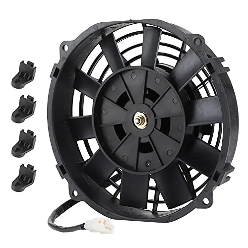 Aramox Universal Car 8in Slim ABS 80W Electric Cooling Fan, Push Pull Radiator Electric Radiator 24V 80W 2250RPM 600CFM 10 Straight Blades