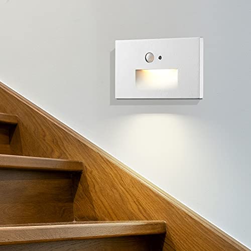 MYTH REALM LED Stair Light with Motion and Photocell Sensor Vertical 3W WH Finish Waterproof, Applicable for Indoor Outdoor high Brightness for Stairway Balcony Basement 2 Size (White, 4.5
