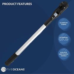 Five Oceans Outboard Extension Handle Telescopic, Extends from 17.5 inches (444mm) to 25 inches (635mm), Aluminum Tubing with Plastic Handle, Foam Grip FO4454
